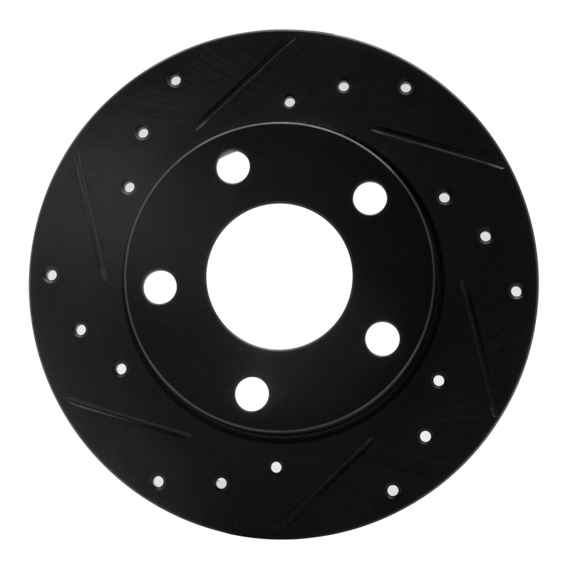 Audi 5000CS Turbo Quattro Brake Rotor (1) - Rear Left - R1 Concepts - Drilled & Slotted - Black - `85-`00